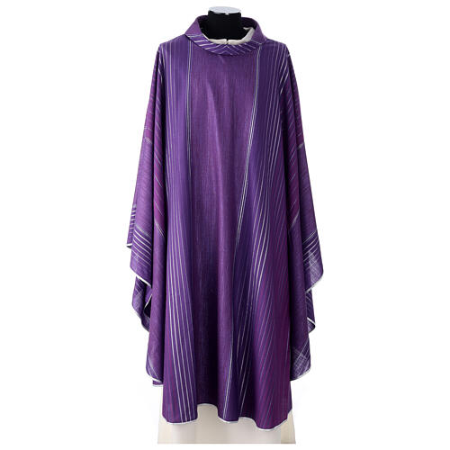 Simple chasuble in Gamma striped wool and lurex fabric 1
