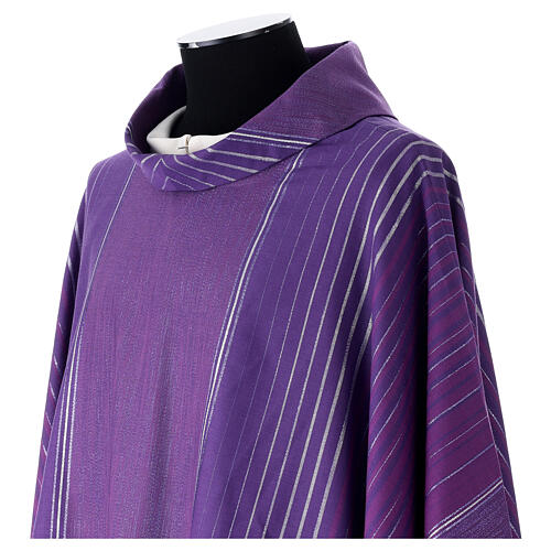 Simple chasuble in Gamma striped wool and lurex fabric 2