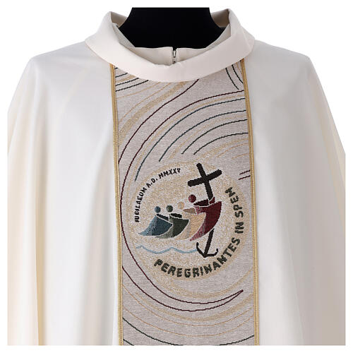 Cream-coloured chasuble with 2025 Jubilee official logo 2