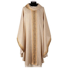 Chasuble with corn field pattern, golden NiBo fabric, Atelier Sirio