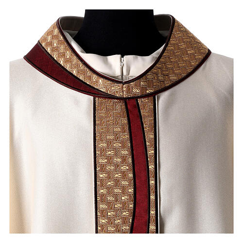 Cotton and viscose chasuble, central band with golden inlaid trimming, Atelier Sirio 3