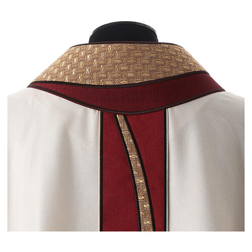 Cotton and viscose chasuble, central band with golden inlaid trimming, Atelier Sirio 8