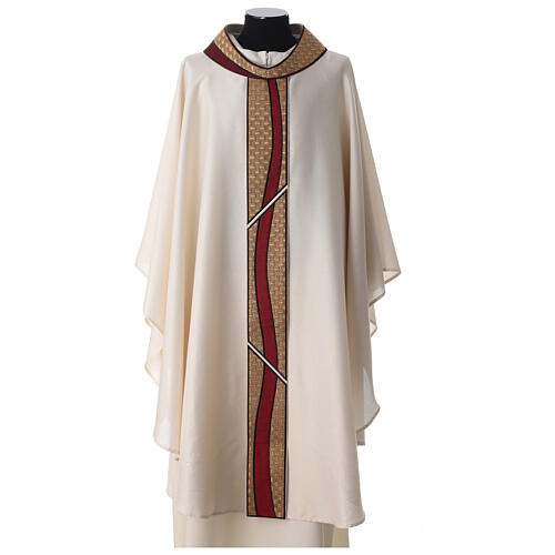 Chasuble cotton viscose stole with gold inlay Atelier Sirio 1