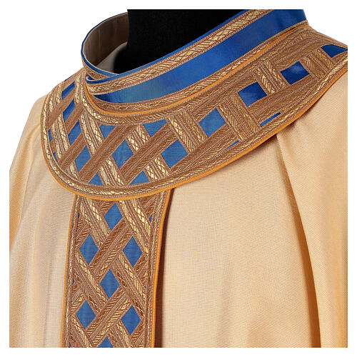 Chasuble with golden and blue band, detached pallium, Atelier Sirio design 8