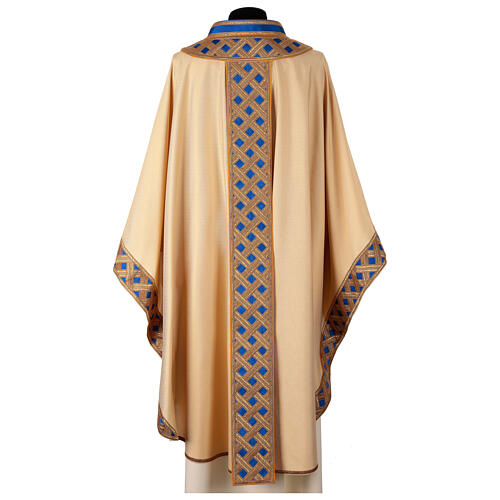 Chasuble with golden and blue band, detached pallium, Atelier Sirio design 9