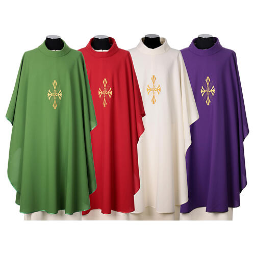 Cococler chasuble with stylised cross embroidery 1