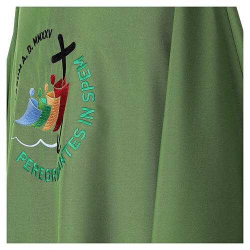 Green dalmatic with embroidered 2025 Jubilee official logo 4