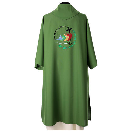 Green dalmatic with embroidered 2025 Jubilee official logo 6