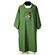 Green dalmatic with embroidered 2025 Jubilee official logo s1