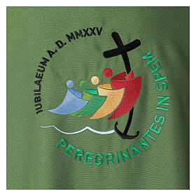 Green dalmatic with official Jubilee 2025 logo embroidered