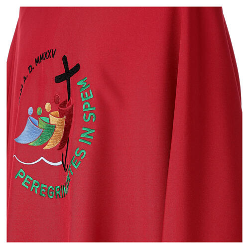 Dalmática vermelha bordada logótipo oficial Jubileu 2025 4