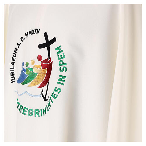 Ivory-coloured dalmatic with embroidered 2025 Jubilee official logo 4