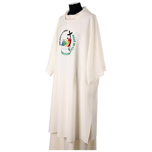 Ivory-coloured dalmatic with embroidered 2025 Jubilee official logo 5