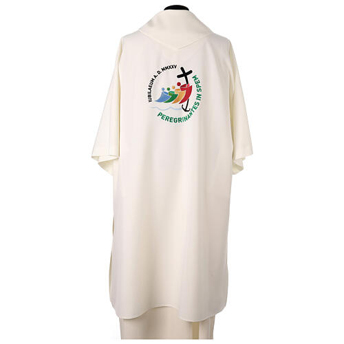 Ivory-coloured dalmatic with embroidered 2025 Jubilee official logo 6