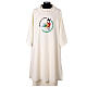 Ivory-coloured dalmatic with embroidered 2025 Jubilee official logo s1