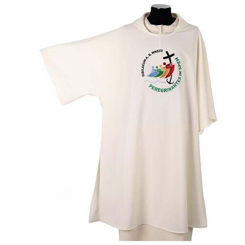 Ivory dalmatic with official Jubilee 2025 logo embroidered 3