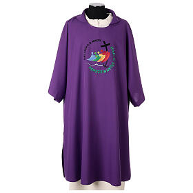 Purple dalmatic with embroidered 2025 Jubilee official logo