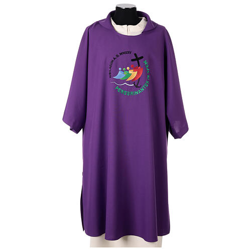 Purple dalmatic with embroidered 2025 Jubilee official logo 1