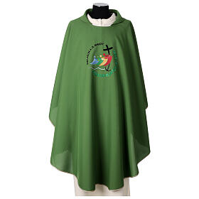 Chasuble with embroidered 2025 Jubilee official logo, green polyester