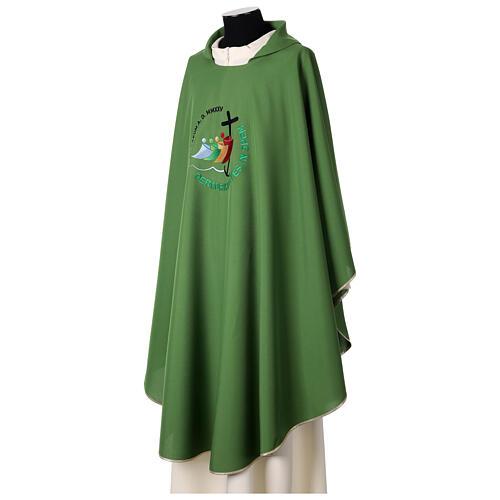 Chasuble with embroidered 2025 Jubilee official logo, green polyester 3