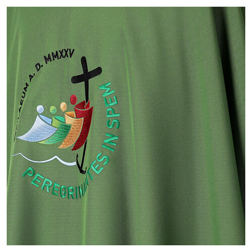 Chasuble with embroidered 2025 Jubilee official logo, green polyester 4