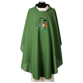 Chasuble embroidered with the official Jubilee 2025 logo, green