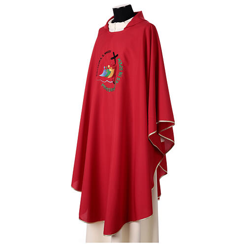 Chasuble with embroidered 2025 Jubilee official logo, red polyester 3