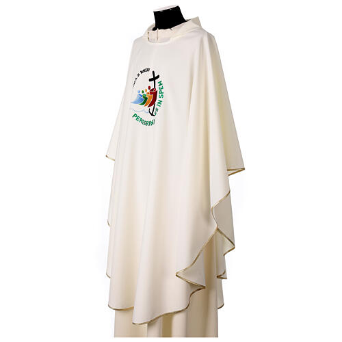 Chasuble with embroidered 2025 Jubilee official logo, ivory-coloured polyester 3