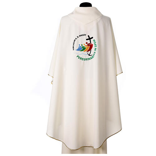 Chasuble with embroidered 2025 Jubilee official logo, ivory-coloured polyester 5