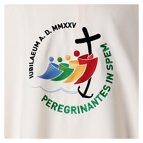 Jubilee chasuble embroidered with the official 2025 logo, ivory