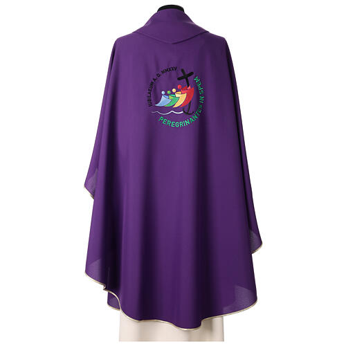 Chasuble with embroidered 2025 Jubilee official logo, purple polyester 5