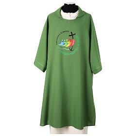 Dalmatic with printed official logo of 2025 Jubilee, green polyester