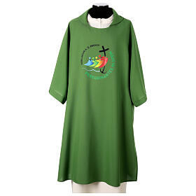 Dalmatic with printed official logo of 2025 Jubilee, green polyester, Multilingual