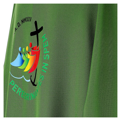 Dalmatic with printed official logo of 2025 Jubilee, green polyester, Multilingual 7