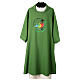 Dalmatic with printed official logo of 2025 Jubilee, green polyester, Multilingual s1