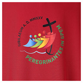 Dalmatic with printed official logo of 2025 Jubilee, red polyester