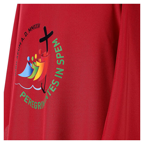 Dalmatic with printed official logo of 2025 Jubilee, red polyester, Multilingual 8