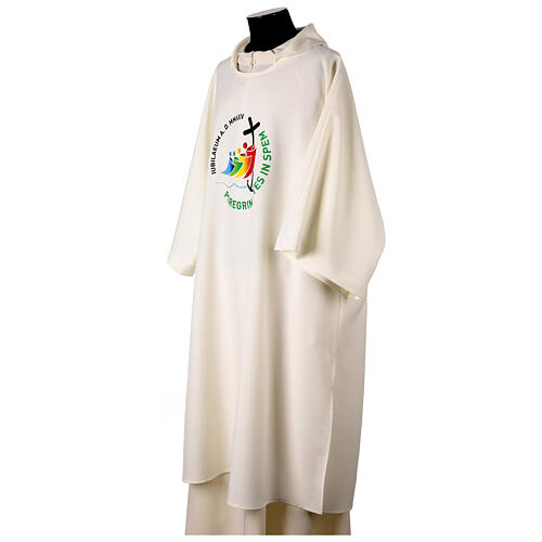 Dalmatic with printed official logo of 2025 Jubilee, ivory-coloured polyester, Multilingual 7