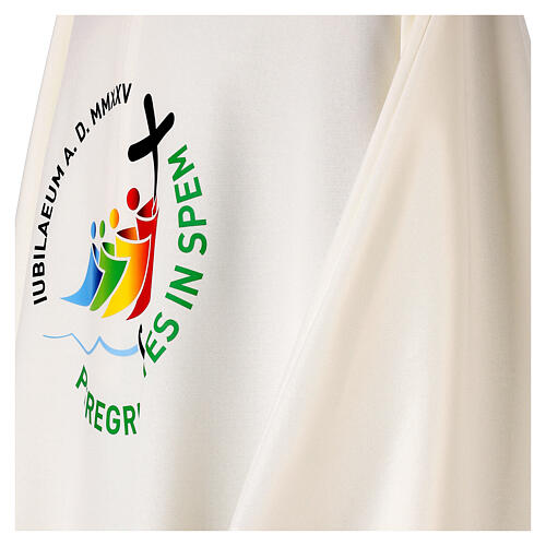 Dalmatic with printed official logo of 2025 Jubilee, ivory-coloured polyester, Multilingual 8