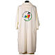 Dalmatic with printed official logo of 2025 Jubilee, ivory-coloured polyester, Multilingual s9