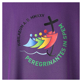 Dalmatic with printed official logo of 2025 Jubilee, purple polyester