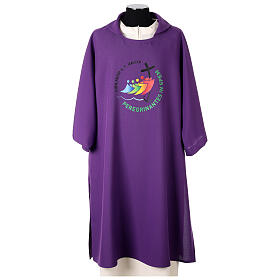 Dalmatic with printed official logo of 2025 Jubilee, purple polyester, Multilingual