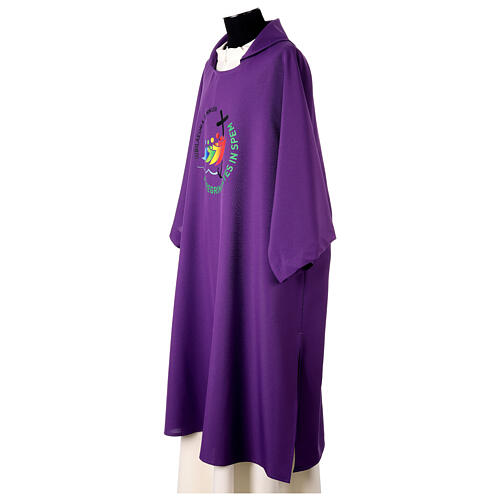 Dalmatic with printed official logo of 2025 Jubilee, purple polyester, Multilingual 7