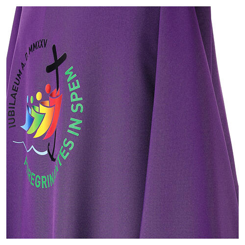 Dalmatic with printed official logo of 2025 Jubilee, purple polyester, Multilingual 8