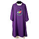 Dalmatic with printed official logo of 2025 Jubilee, purple polyester, Multilingual s1