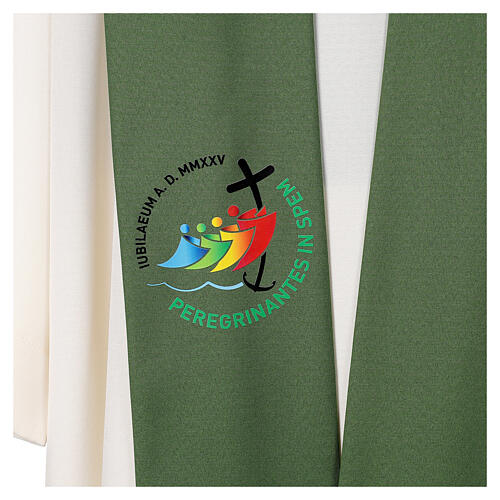 Green stole printed with 2025 Jubilee official logo, Multilingual 5