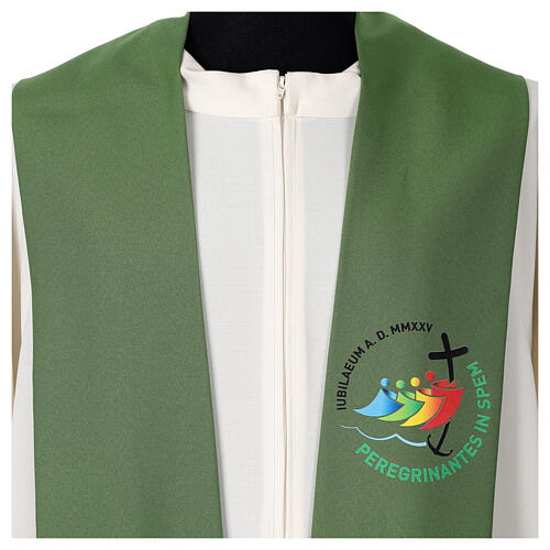 Green clergy stole with official Jubilee 2025 logo 2