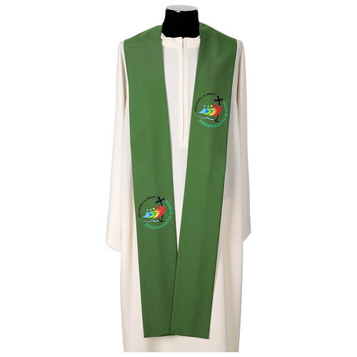 Green clergy stole with official Jubilee 2025 logo, Multilingual 1