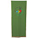 Green printed lectern cover with the official logo of the Jubilee 2025, multilingual. s1