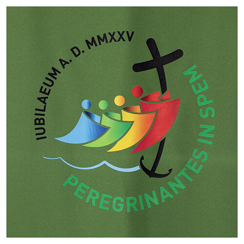 Coprileggio stampato verde logo ufficiale Giubileo 2025 multilingue 3